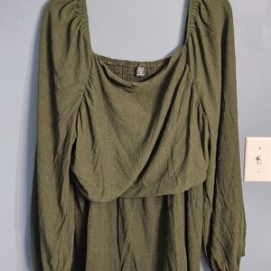 SHEIN Curve Olive Textured Top